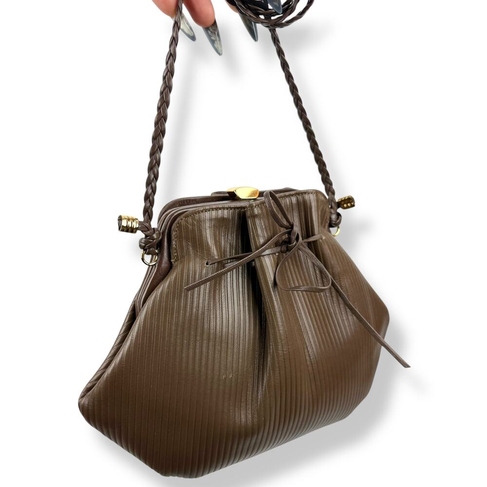 1960's kiss lock taupe striped leather mini purse by CORET MONTREAL CANADA - Picture 16 of 16